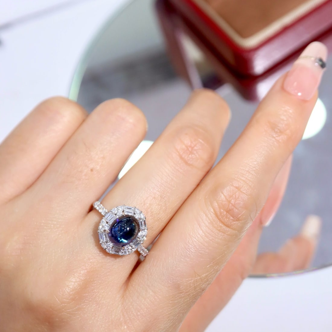14k Gold 4.00 Ctw Natural Sapphire & Diamond Ring - 8