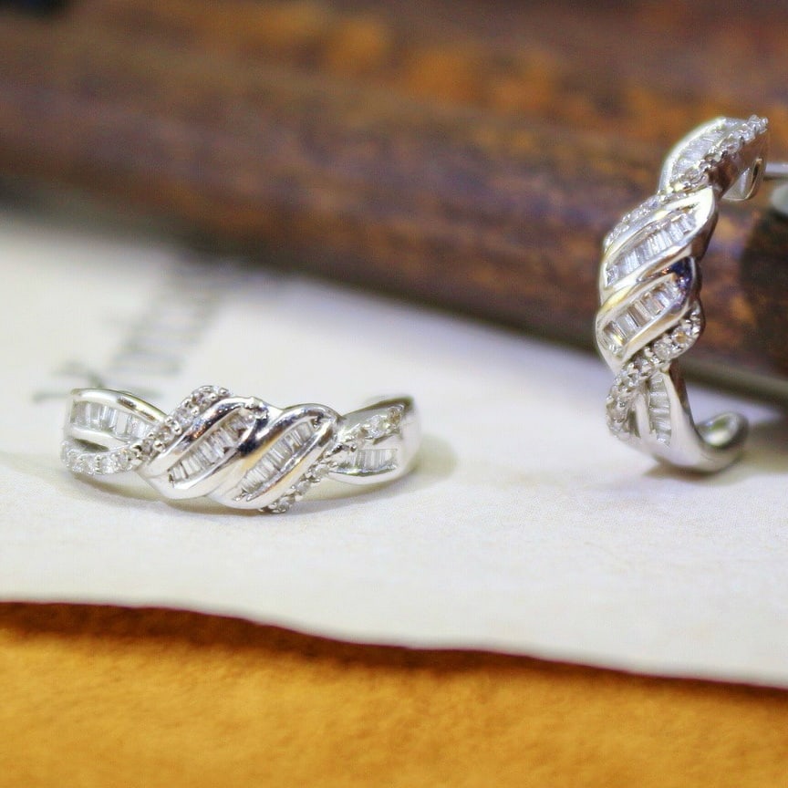 14k Gold 0.35 Ct Natural H Diamond Earrings - 2