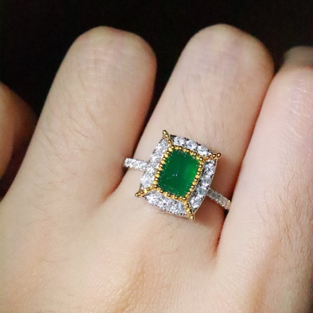 14k Gold 1.14 Ctw Natural Emerald & Diamond Ring - 5