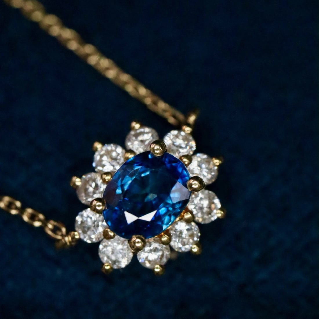 14k Gold 0.75 Ctw Natural Sapphire & Diamond Necklace - 2