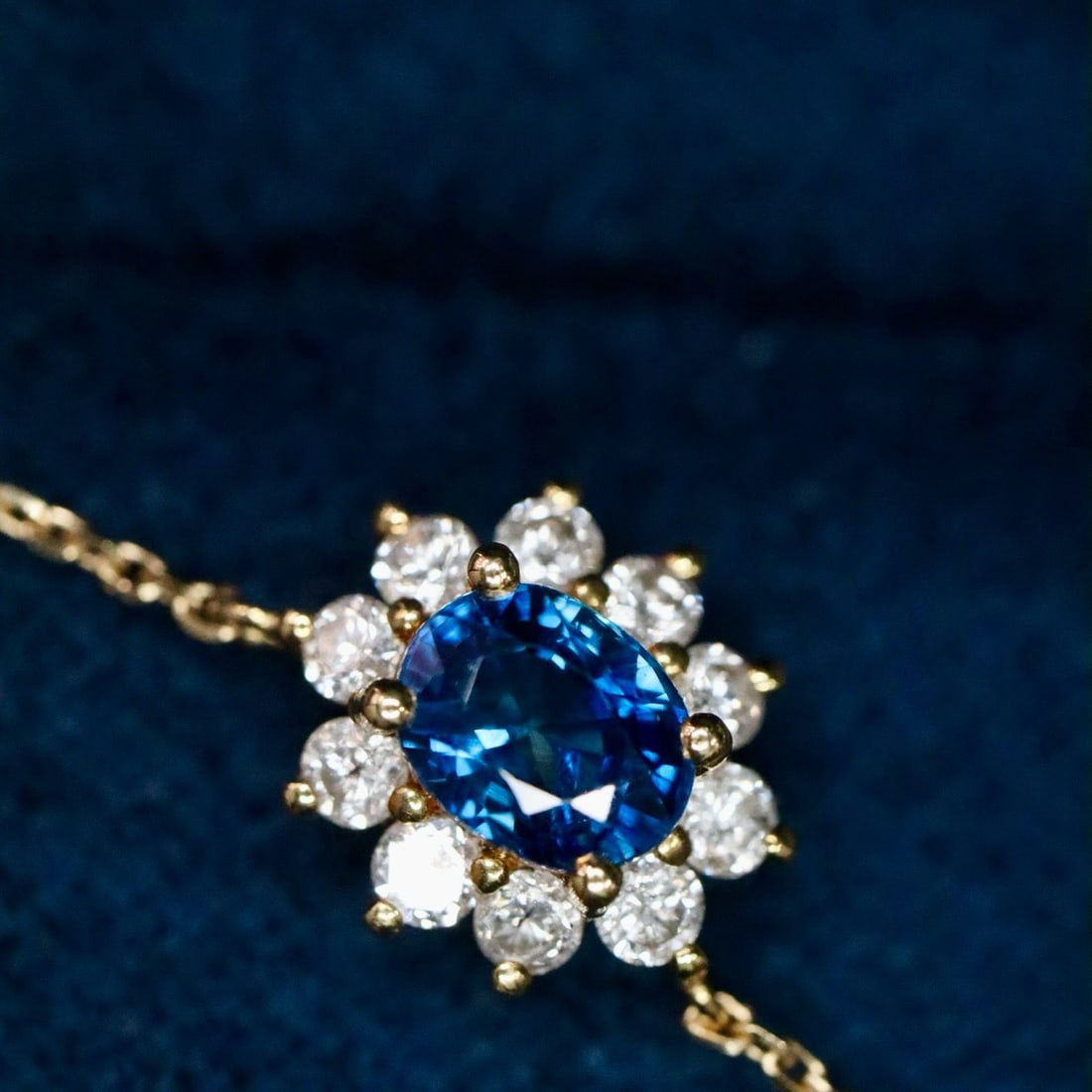 14k Gold 0.75 Ctw Natural Sapphire & Diamond Necklace - 3