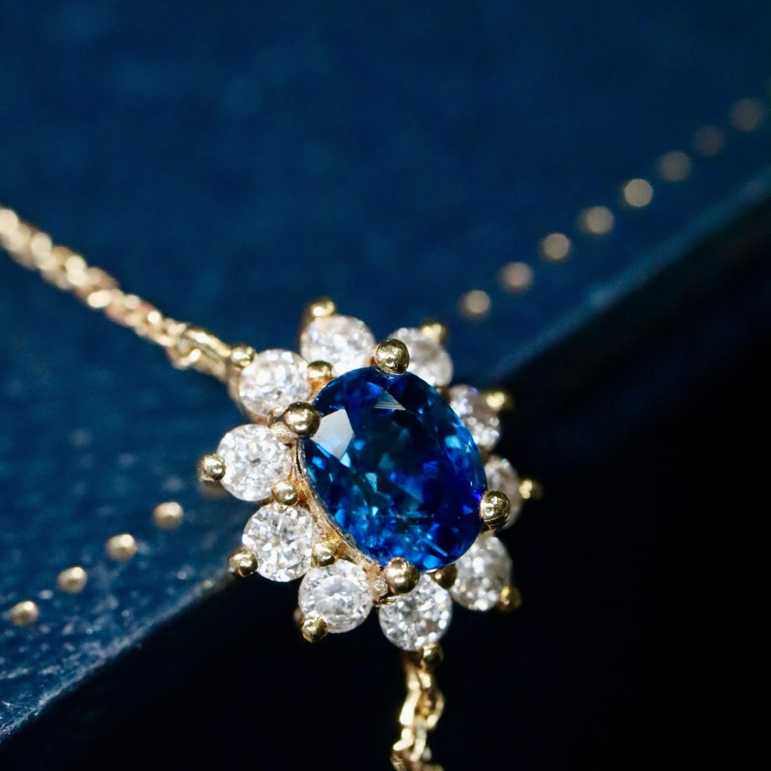 14k Gold 0.75 Ctw Natural Sapphire & Diamond Necklace - 4
