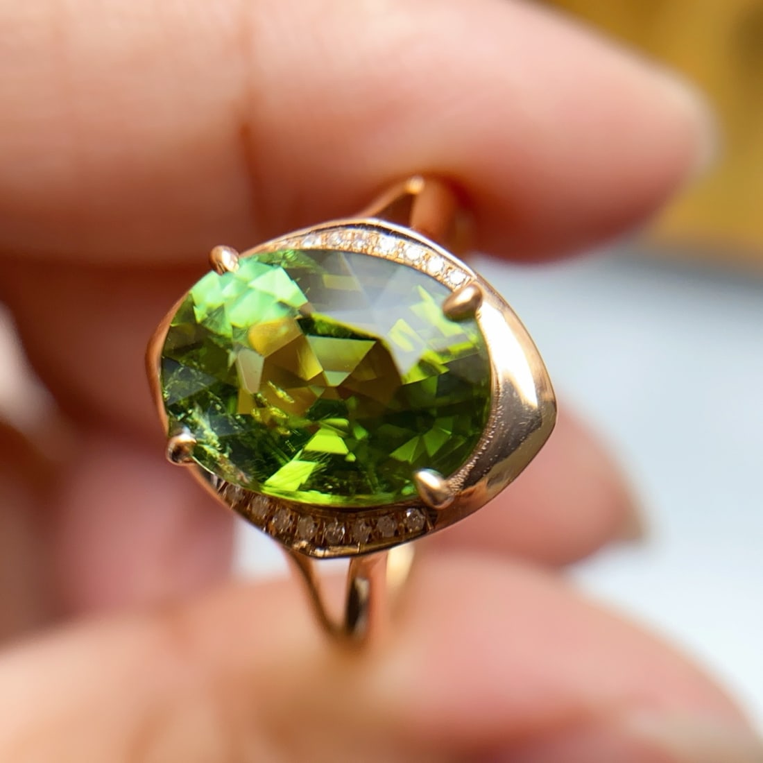 14k Gold 3.55 Ct Natural Tourmaline & Diamond Ring - 2