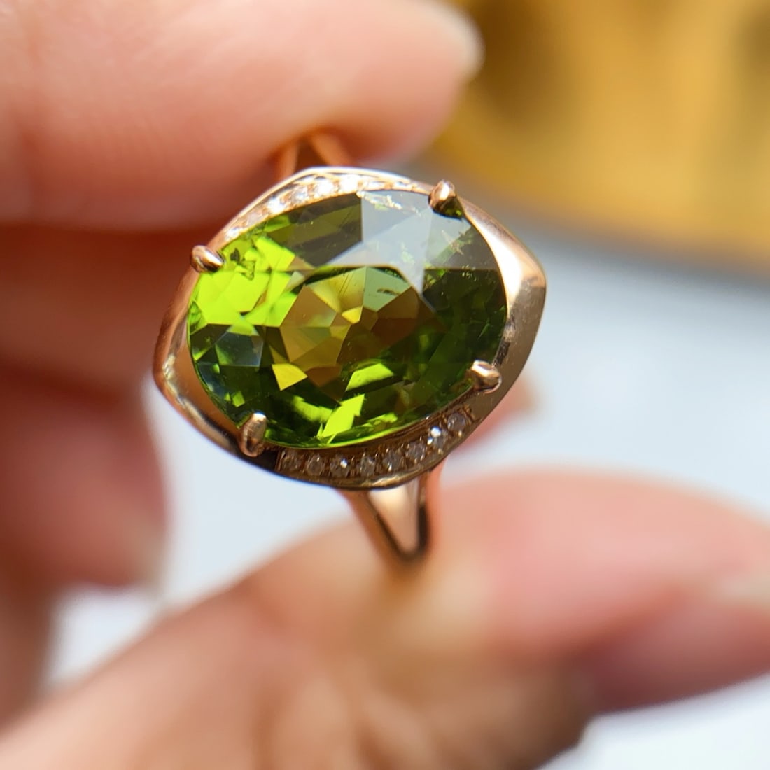 14k Gold 3.55 Ct Natural Tourmaline & Diamond Ring - 3