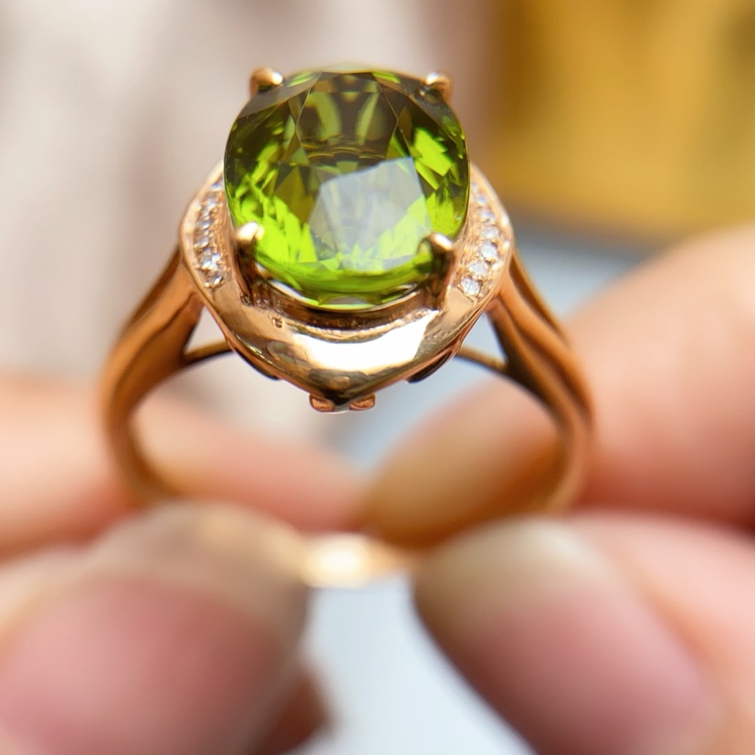 14k Gold 3.55 Ct Natural Tourmaline & Diamond Ring - 4