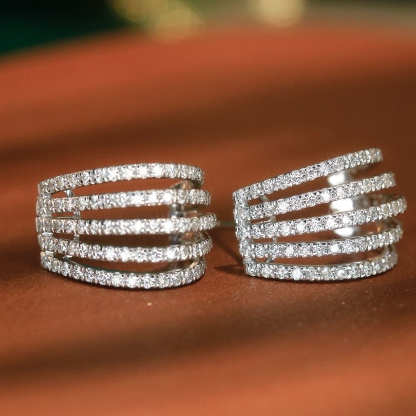 14k Gold 1.16 Ct Natural H Diamond Earrings - 5