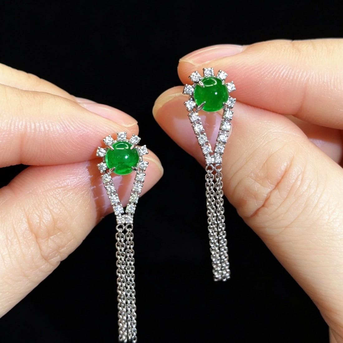 14k Gold 2.25 Ctw Natural Emerald & Diamond Earrings - 2