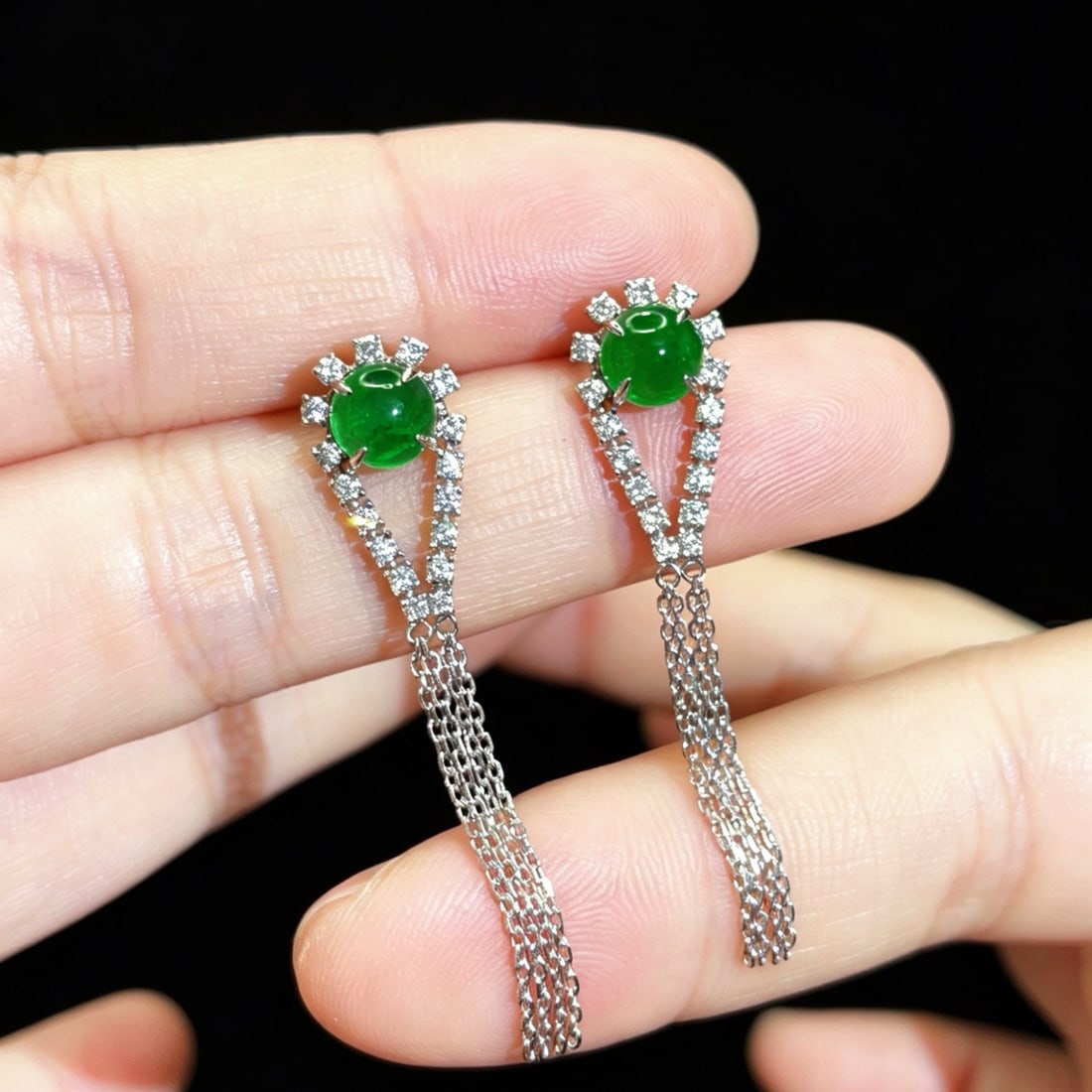 14k Gold 2.25 Ctw Natural Emerald & Diamond Earrings - 3