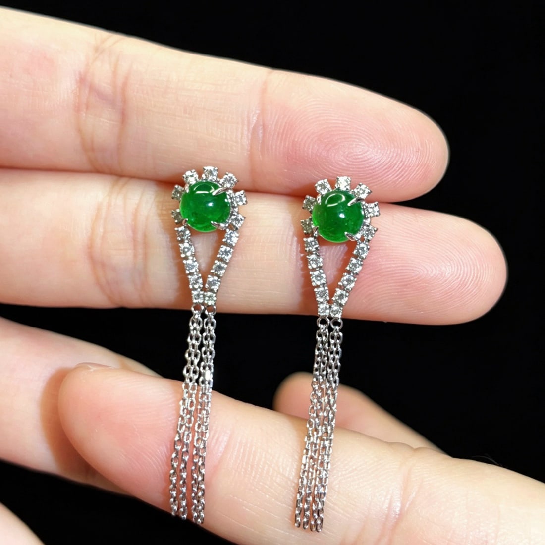 14k Gold 2.25 Ctw Natural Emerald & Diamond Earrings - 4
