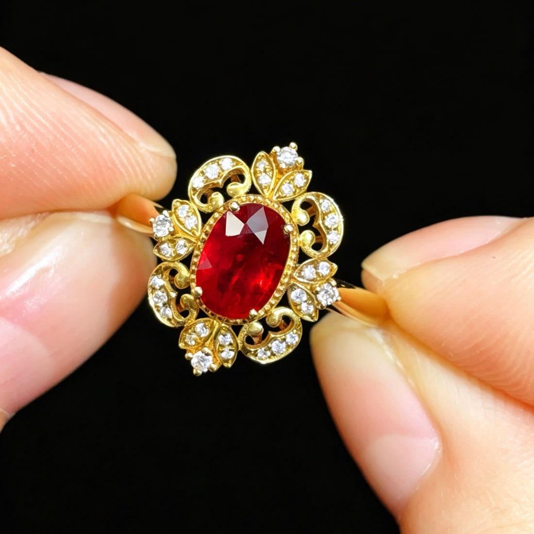 14k Gold 1.14 Ctw Natural Ruby & Diamond Ring - 3