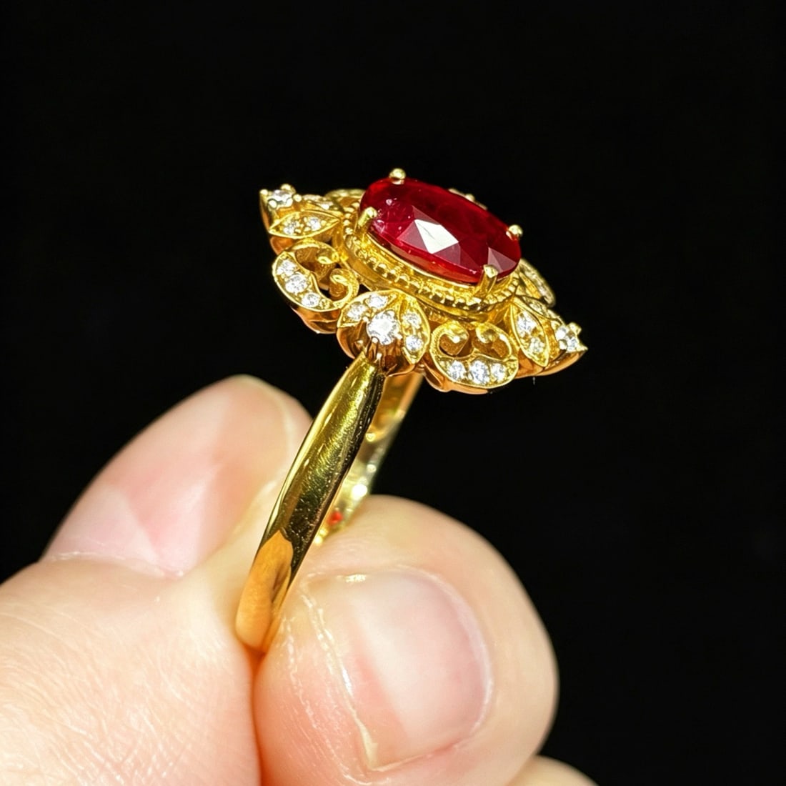 14k Gold 1.14 Ctw Natural Ruby & Diamond Ring - 4