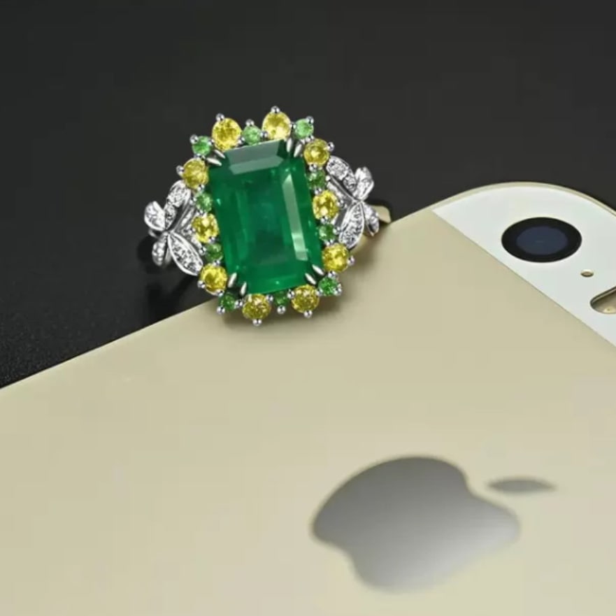 14k Gold 2.96 Ctw Natural Emerald & Sapphire Ring - 3