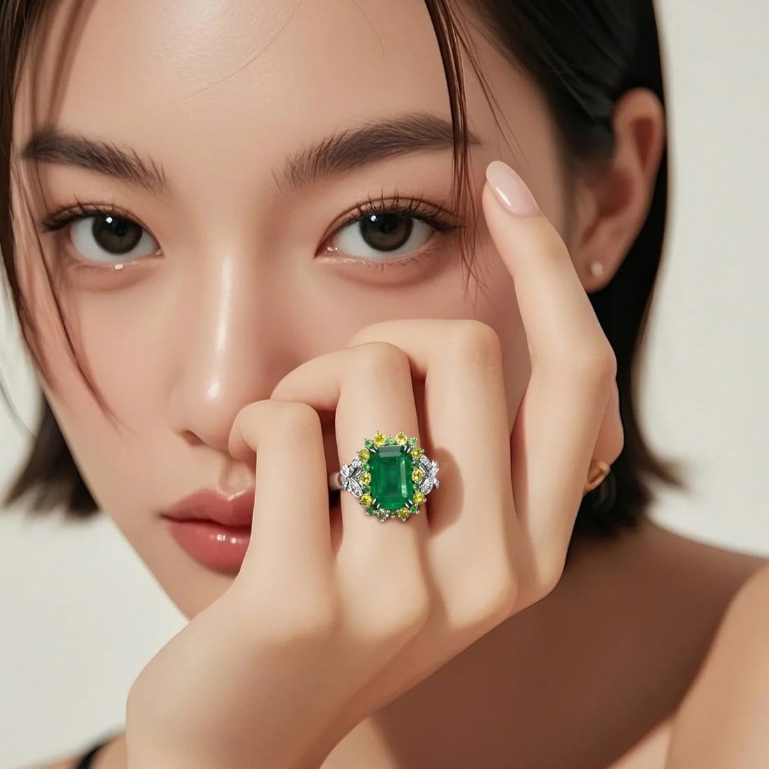 14k Gold 2.96 Ctw Natural Emerald & Sapphire Ring - 4