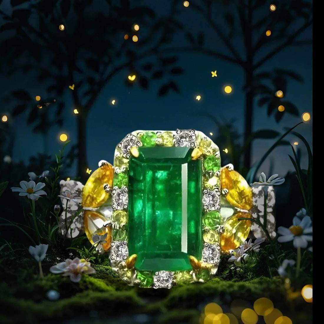14k Gold 2.44 Ctw Natural Emerald & Sapphire Ring - 5