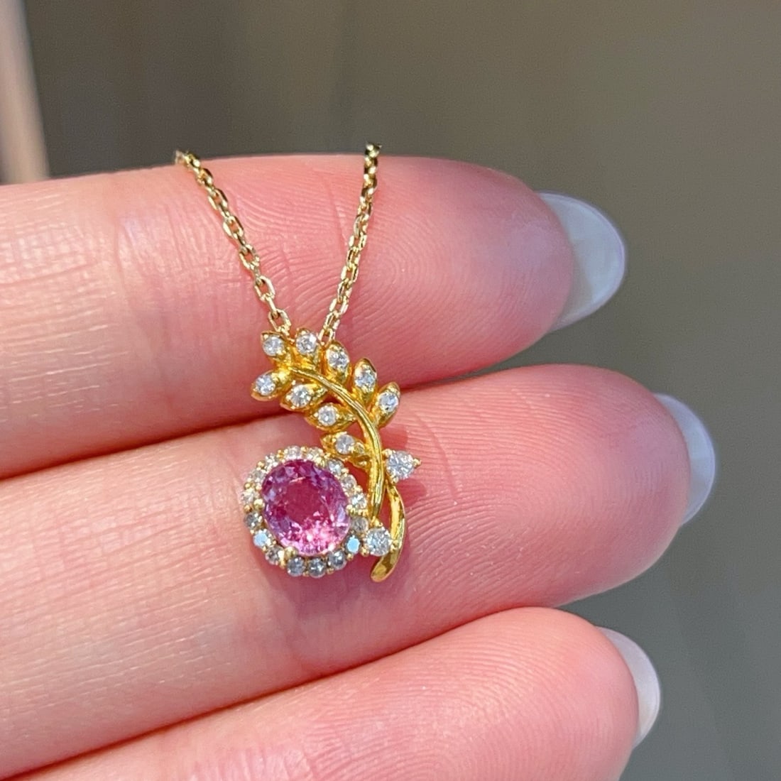 14k Gold 0.80 Ctw Natural Sapphire & Diamond Pendant( Without Chain ) - 2