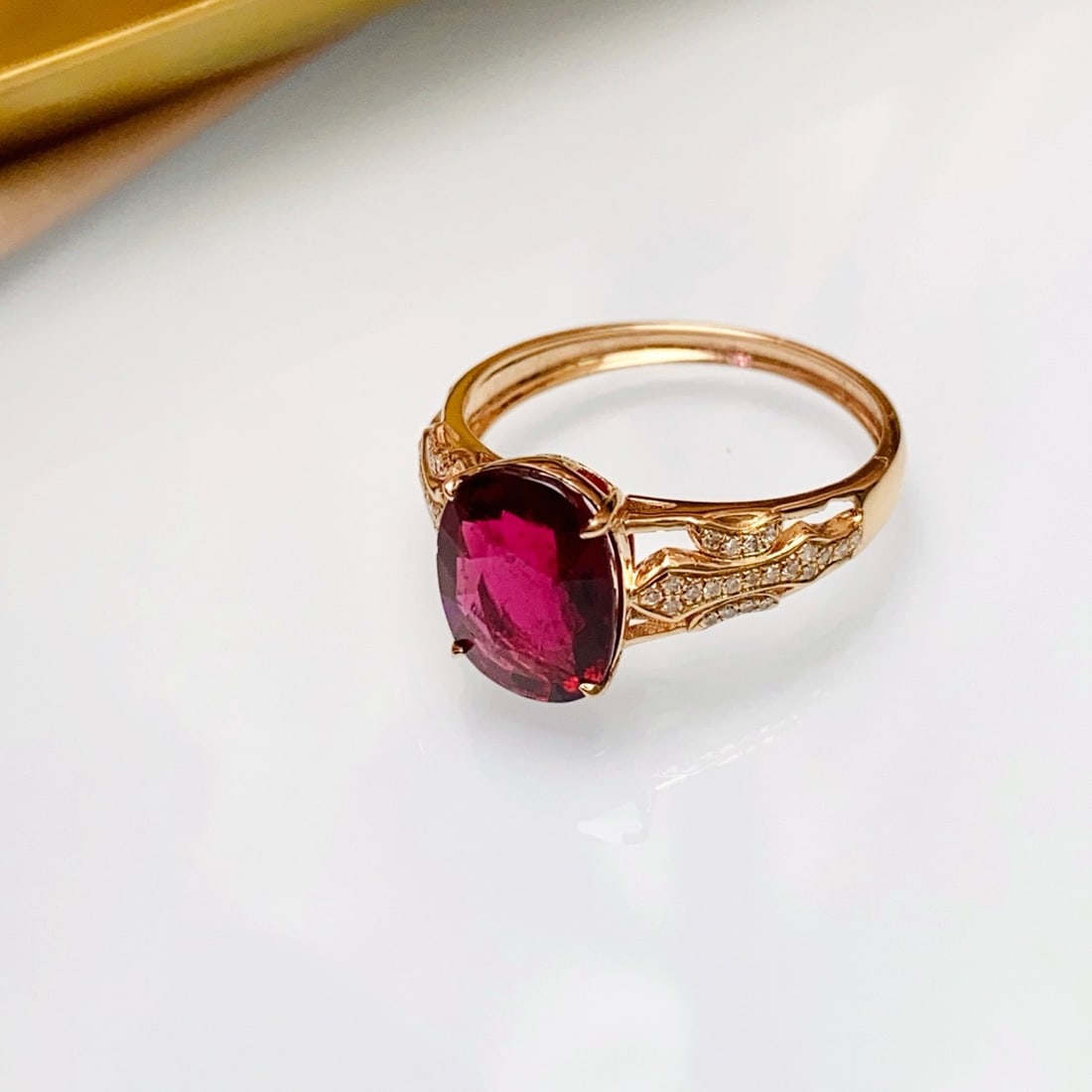 14k Gold 2.50 Ct Natural Tourmaline & Diamond Ring - 5
