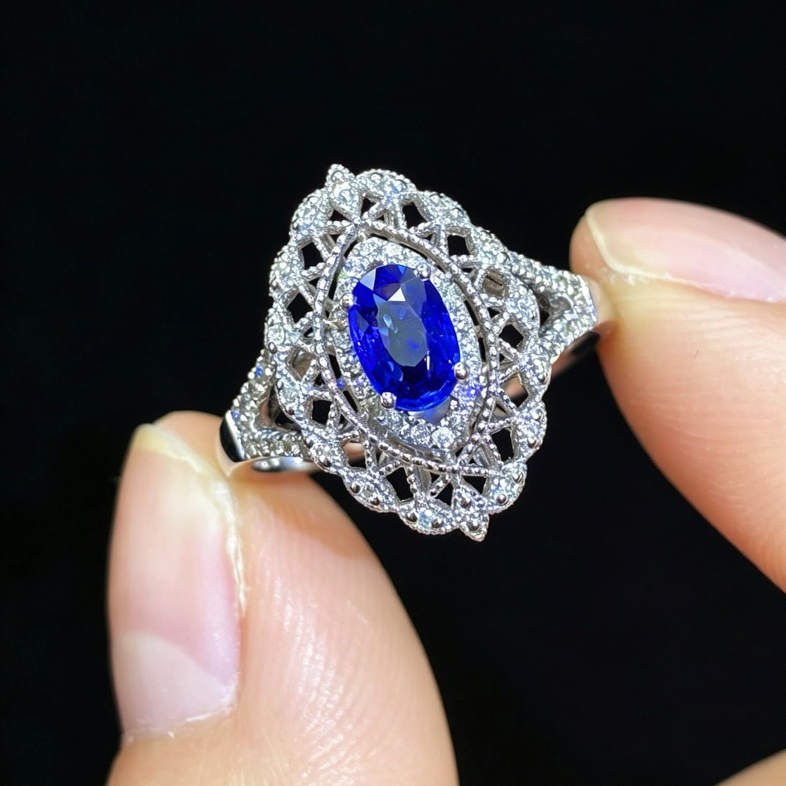 14k Gold 0.80 Ctw Natural Sapphire & Diamond Ring - 2