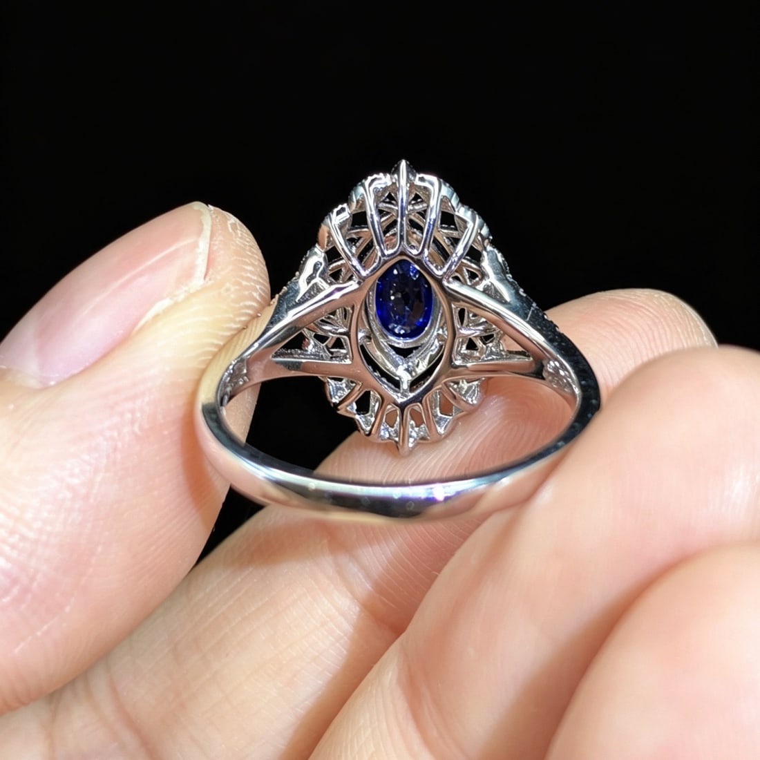 14k Gold 0.80 Ctw Natural Sapphire & Diamond Ring - 5