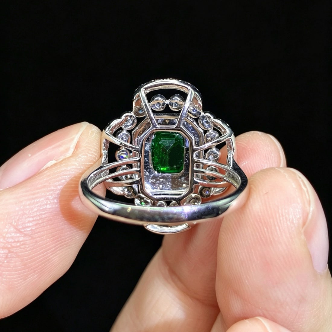 14k Gold 1.31 Ctw Vivid Green Natural Emerald & Diamond Ring - 5