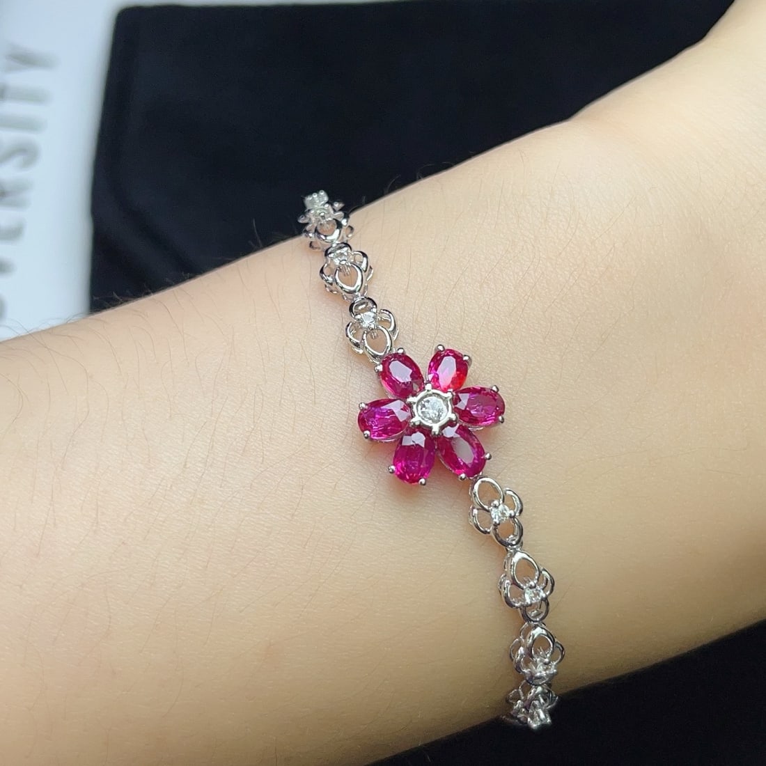 14k Gold 2.30 Ct Natural Ruby & Sapphire Bracelet (1 of 6)