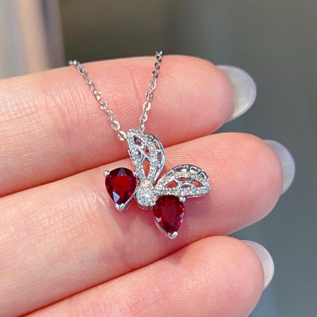 14k Gold 0.95 Ctw Natural Ruby & Diamond Pendant( Without Chain ) - 2