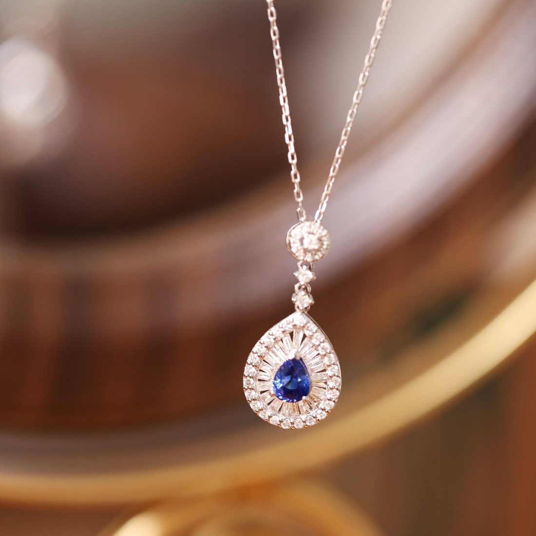 14k Gold 1.00 Ctw Natural Sapphire & Diamond Pendant( Without Chain ) - 6