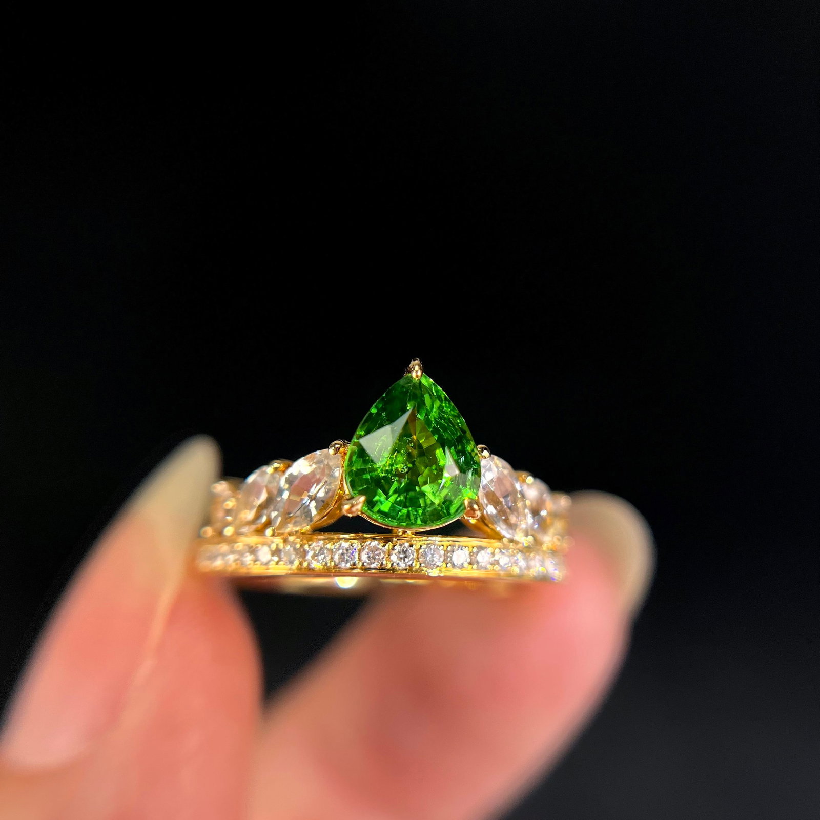 14k Gold 1.94 Ctw Natural Tsavorite & Sapphire Ring - 3