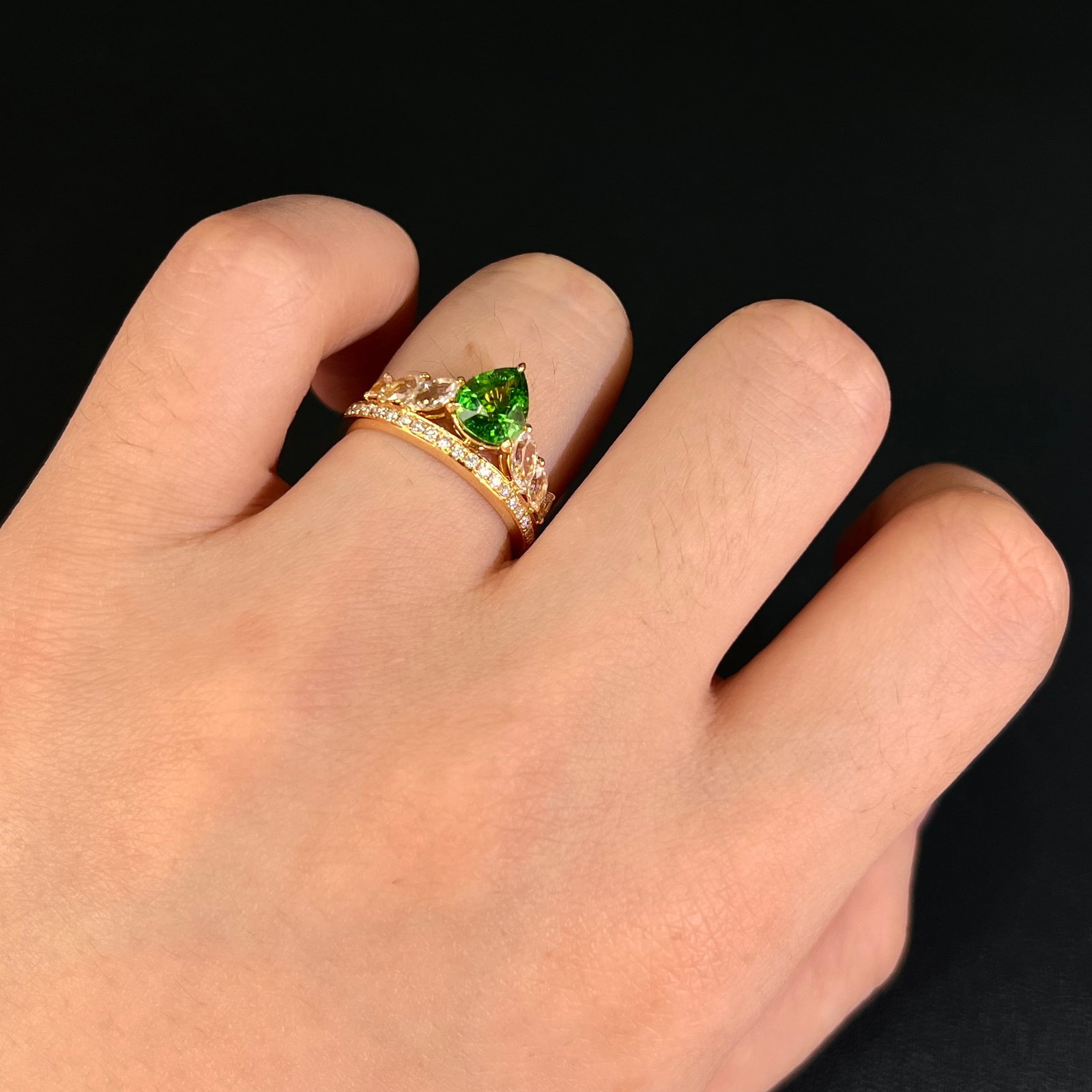 14k Gold 1.94 Ctw Natural Tsavorite & Sapphire Ring - 5