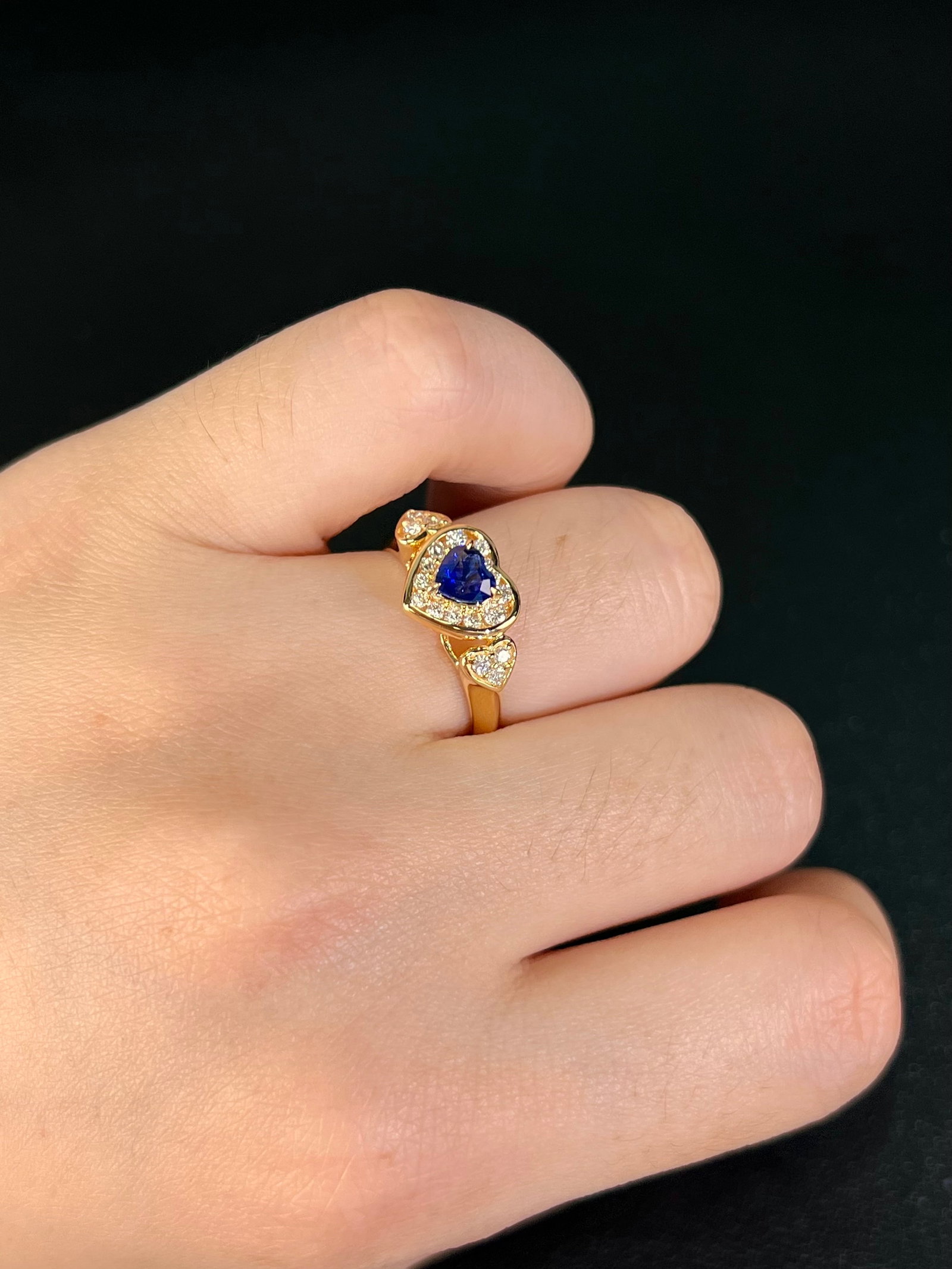 14k Gold 0.76 Ctw Natural Sapphire & Diamond Ring - 5