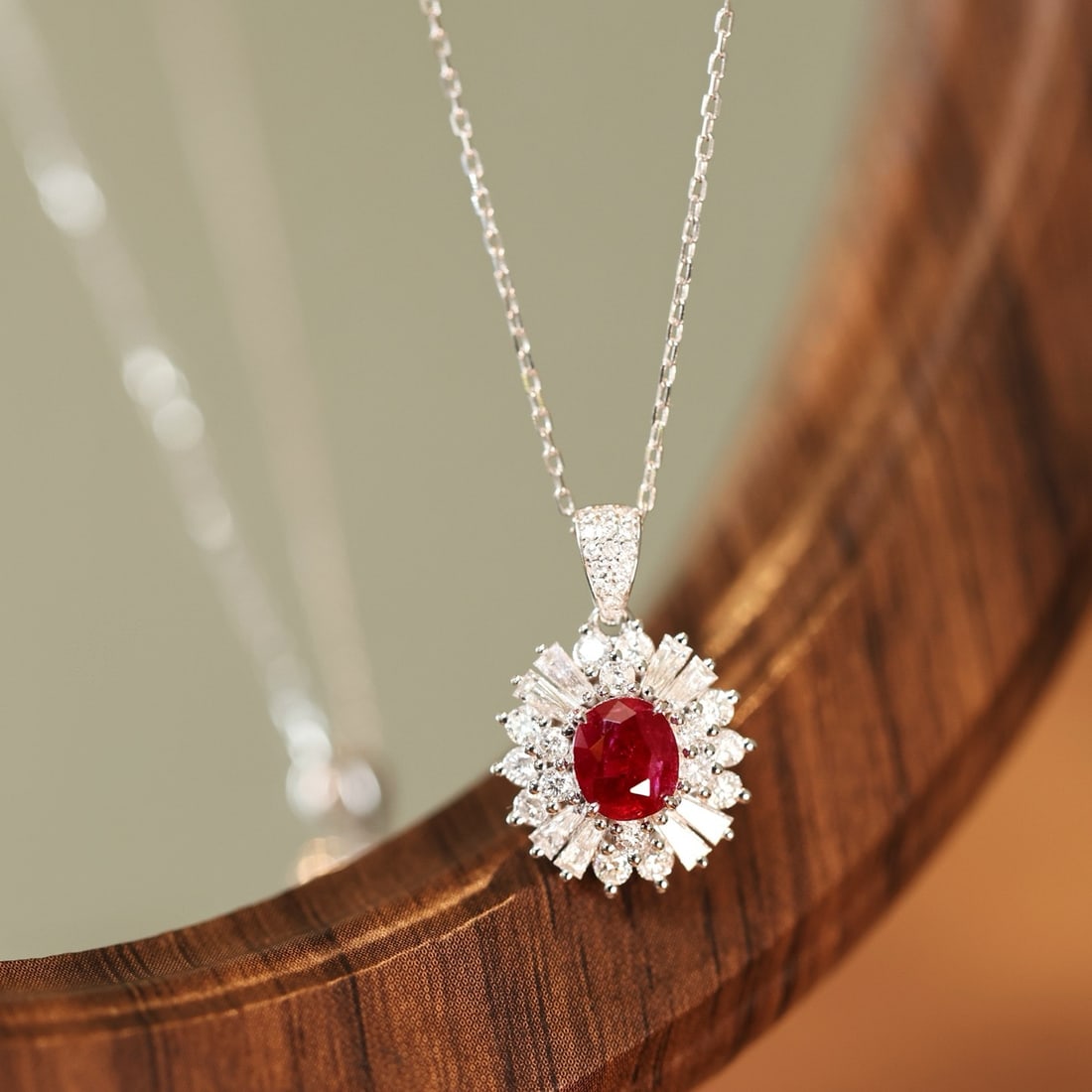 14k Gold 1.56 Ctw Natural Ruby & Diamond Pendant( Without Chain ): Ref:231166412 // gold content:14k gold // main gemstone:ruby // shape:oval // carat weight:0. 94ct // color:pigeonblood red // treatment:natural // // adjacent gemstone 2 : diamond // shape:multiple /