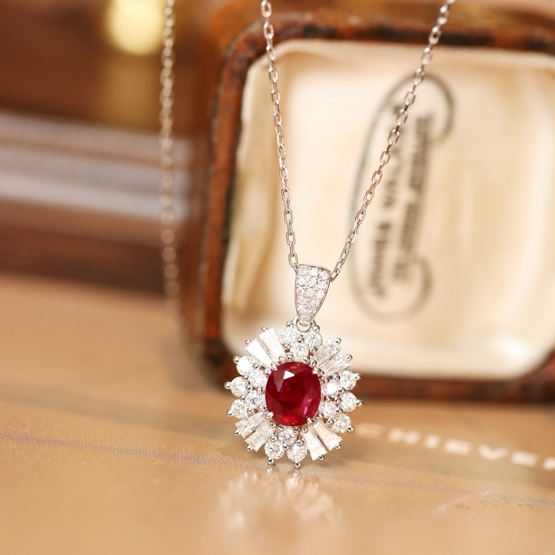 14k Gold 1.56 Ctw Natural Ruby & Diamond Pendant( Without Chain ) - 4