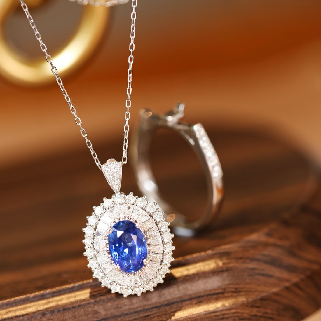 14k Gold 2.85 Ctw Natural Sapphire & Diamond Ring/pendant( Without Chain ) - 4
