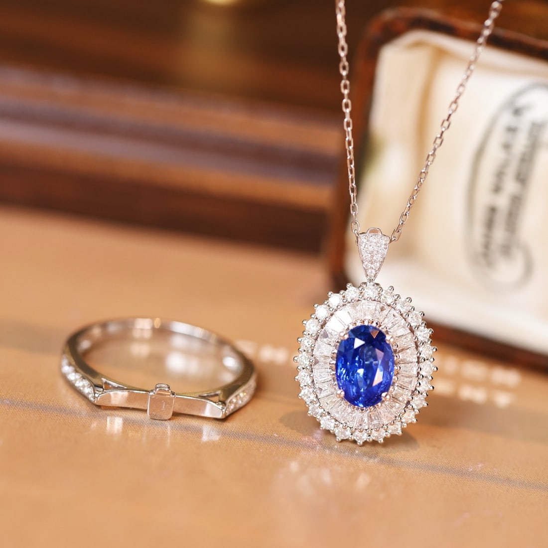 14k Gold 2.85 Ctw Natural Sapphire & Diamond Ring/pendant( Without Chain ) - 5