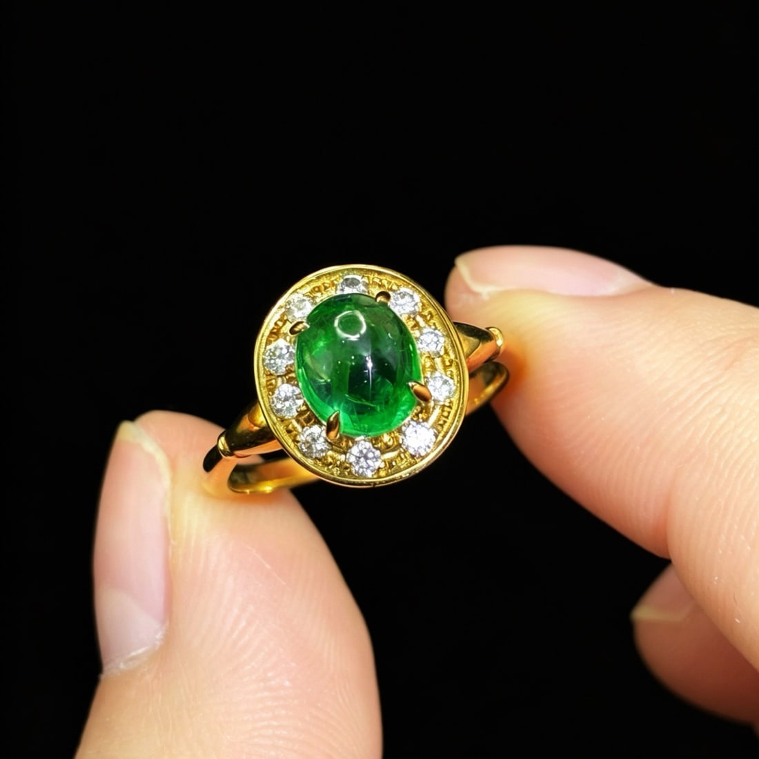 14k Gold 1.56 Ctw Natural Emerald & Diamond Ring - 2