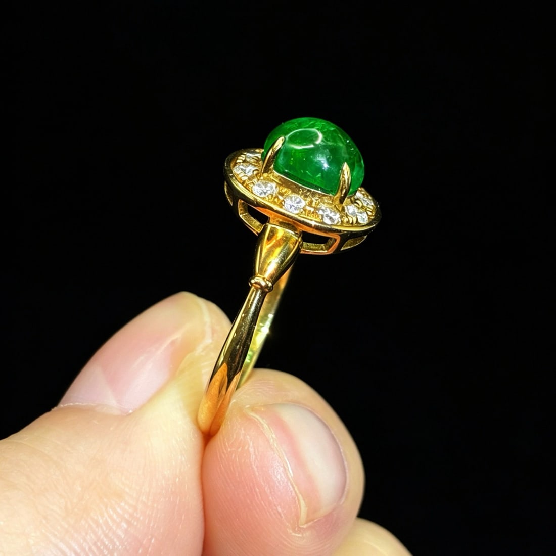 14k Gold 1.56 Ctw Natural Emerald & Diamond Ring - 4