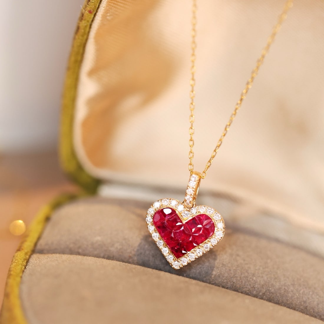 14k Gold 0.97 Ctw Natural Ruby & Diamond Pendant( Without Chain ) - 4