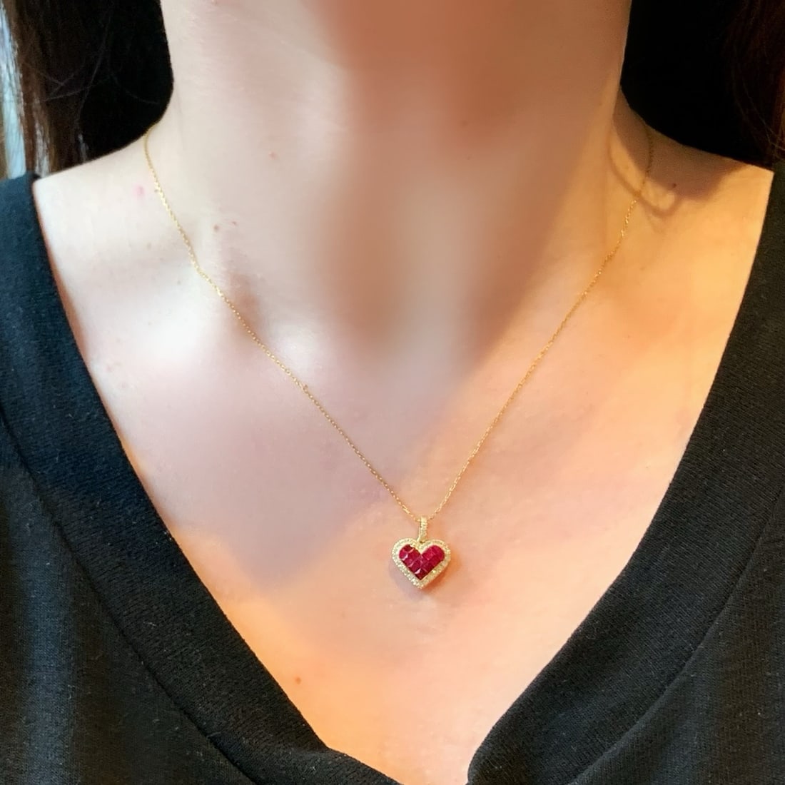 14k Gold 0.97 Ctw Natural Ruby & Diamond Pendant( Without Chain ) - 5