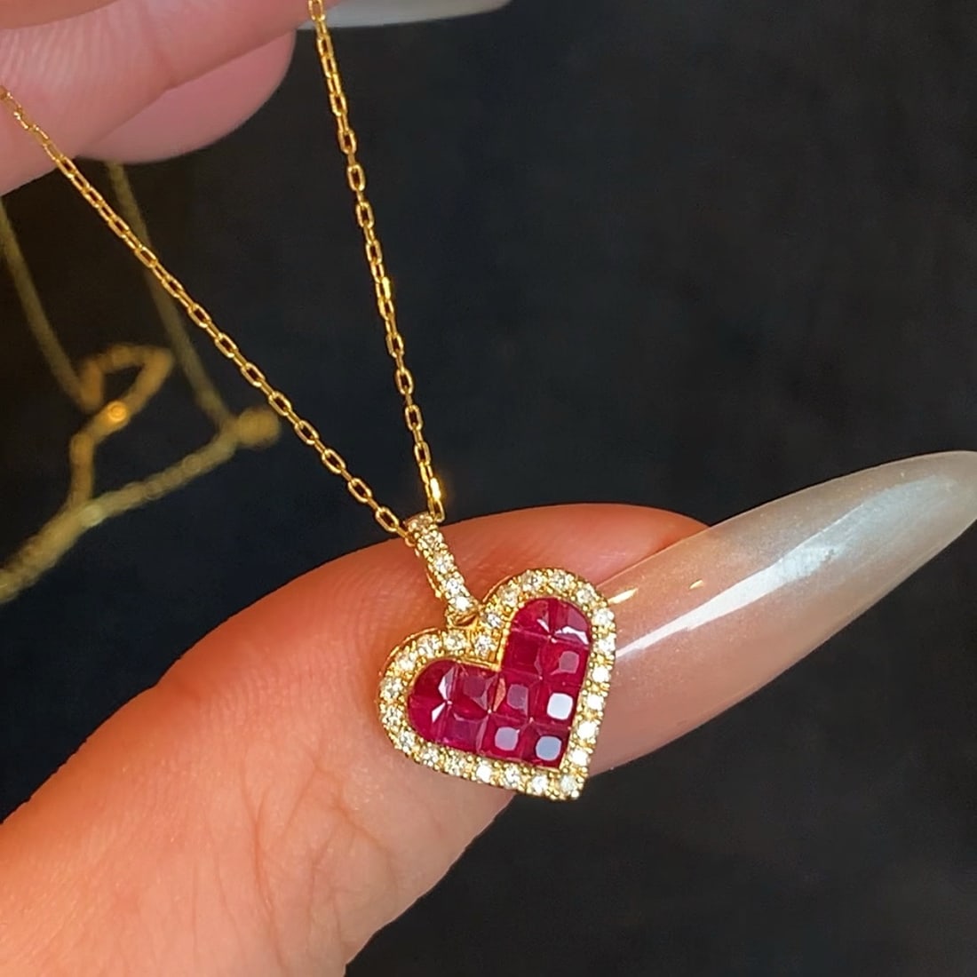 14k Gold 0.97 Ctw Natural Ruby & Diamond Pendant( Without Chain ) - 7