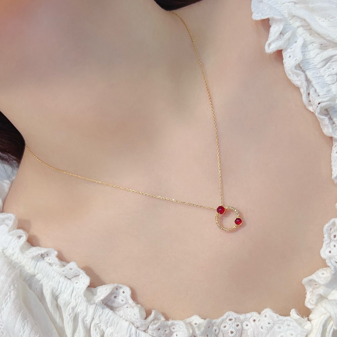 14k Gold 0.6 Ctw Natural Ruby & Diamond Pendant( Without Chain ): Ref:231166431 // gold content:14k gold // main gemstone:ruby // shape:round // carat weight:0. 5ct // color:red // treatment:natural // cut grade:g // // adjacent gemstone 2 : diamond // shape:round