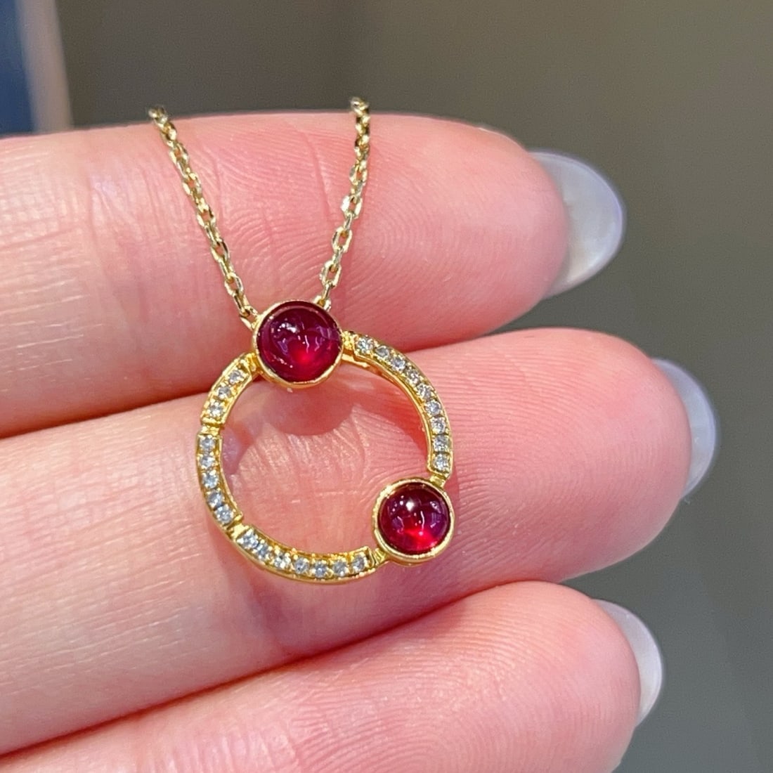 14k Gold 0.6 Ctw Natural Ruby & Diamond Pendant( Without Chain ) - 2