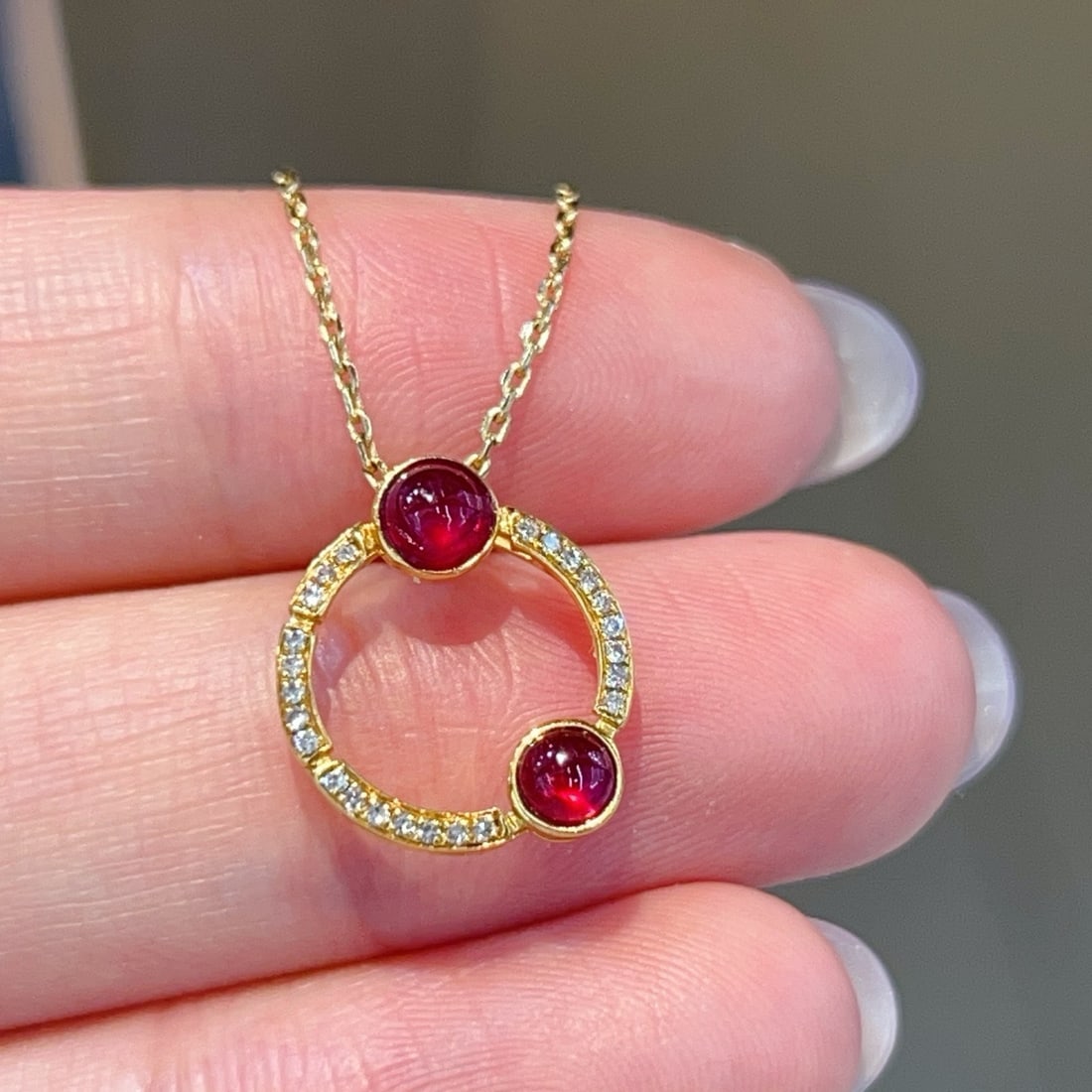 14k Gold 0.6 Ctw Natural Ruby & Diamond Pendant( Without Chain ) - 3
