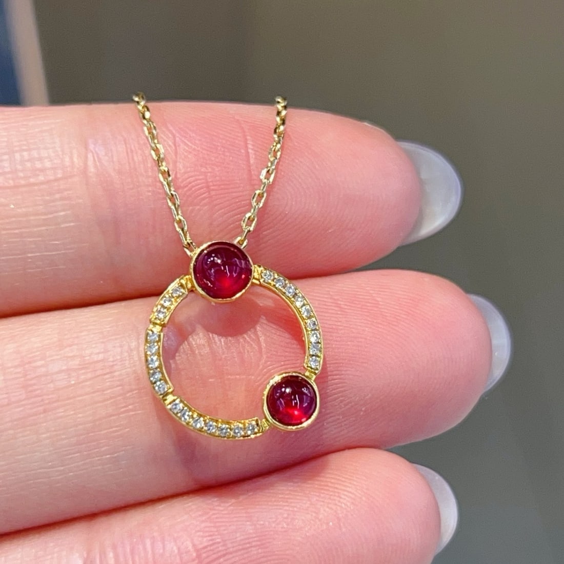 14k Gold 0.6 Ctw Natural Ruby & Diamond Pendant( Without Chain ) - 4