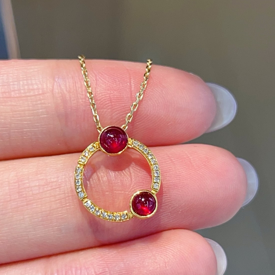 14k Gold 0.6 Ctw Natural Ruby & Diamond Pendant( Without Chain ) - 5
