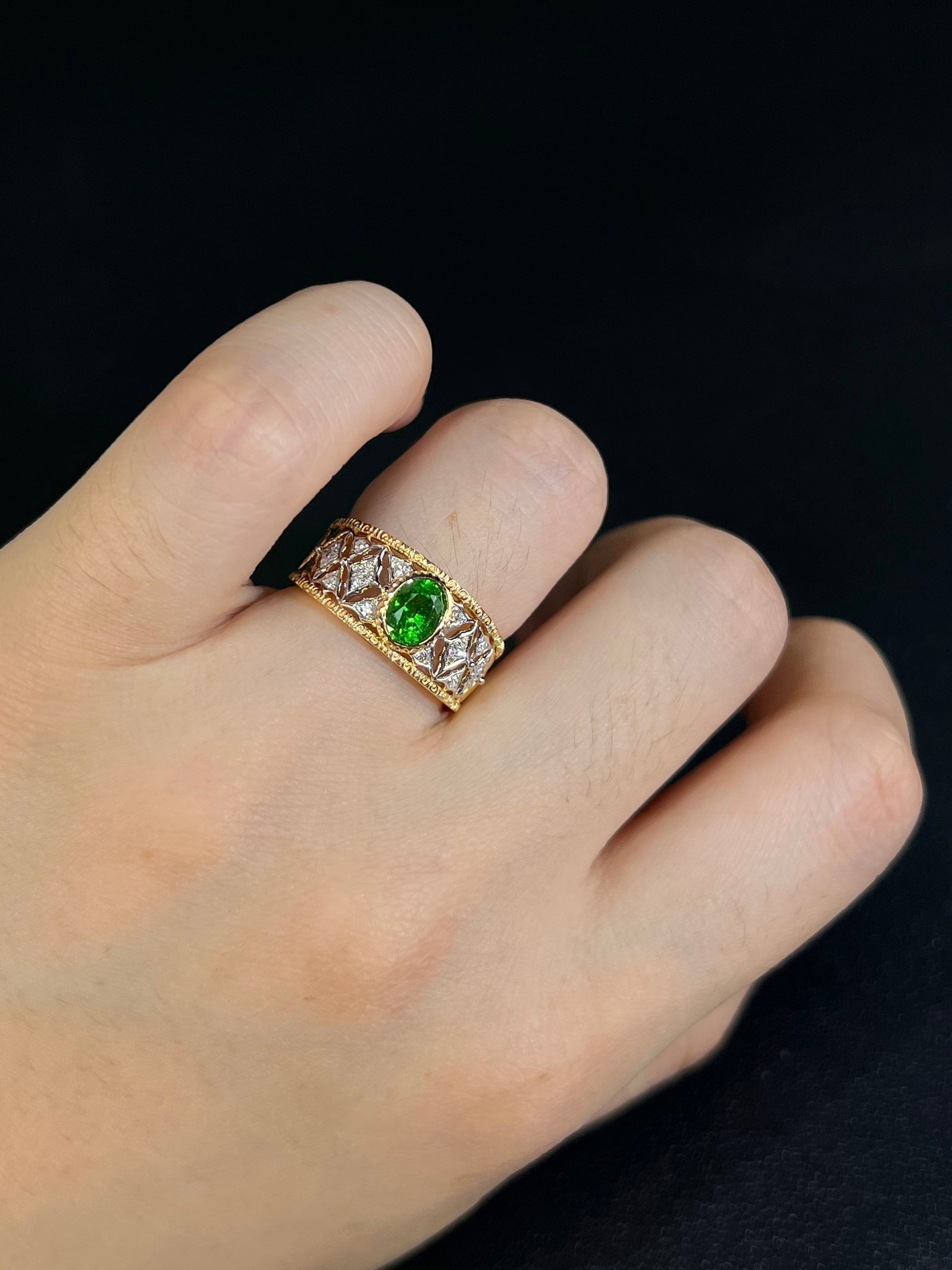 14k Gold 1.07 Ctw Natural Tsavorite & Diamond Ring - 5