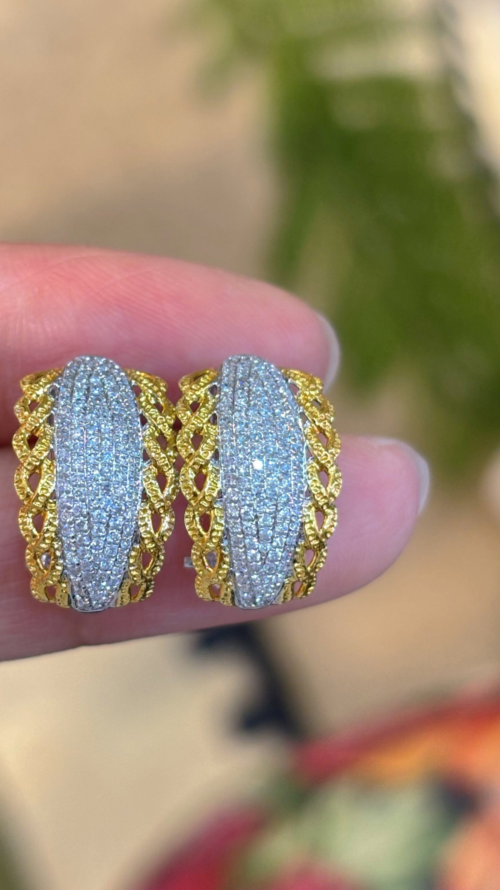 14k Gold 0.65 Ct Natural H Diamond Earrings - 6