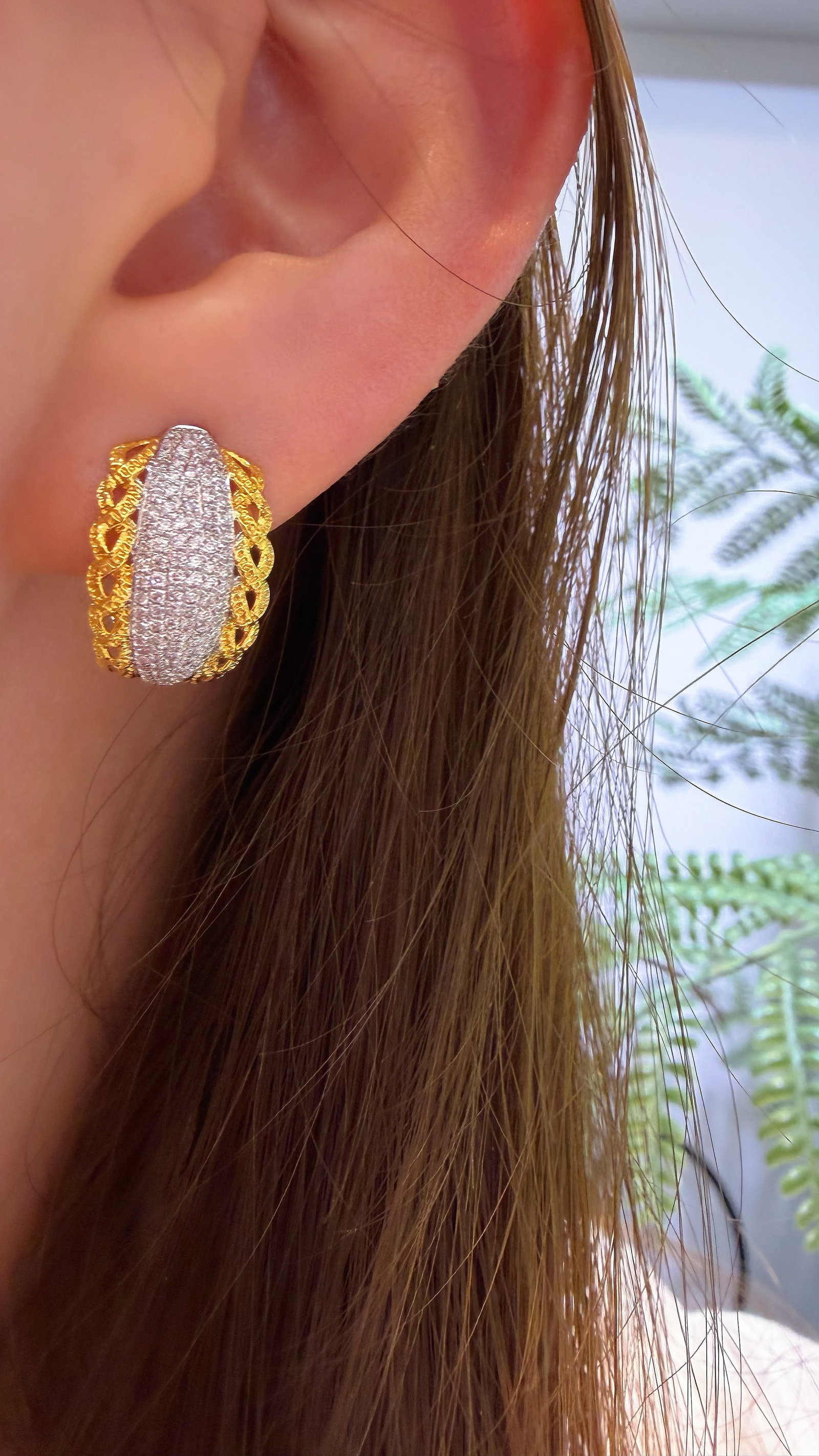 14k Gold 0.65 Ct Natural H Diamond Earrings - 7