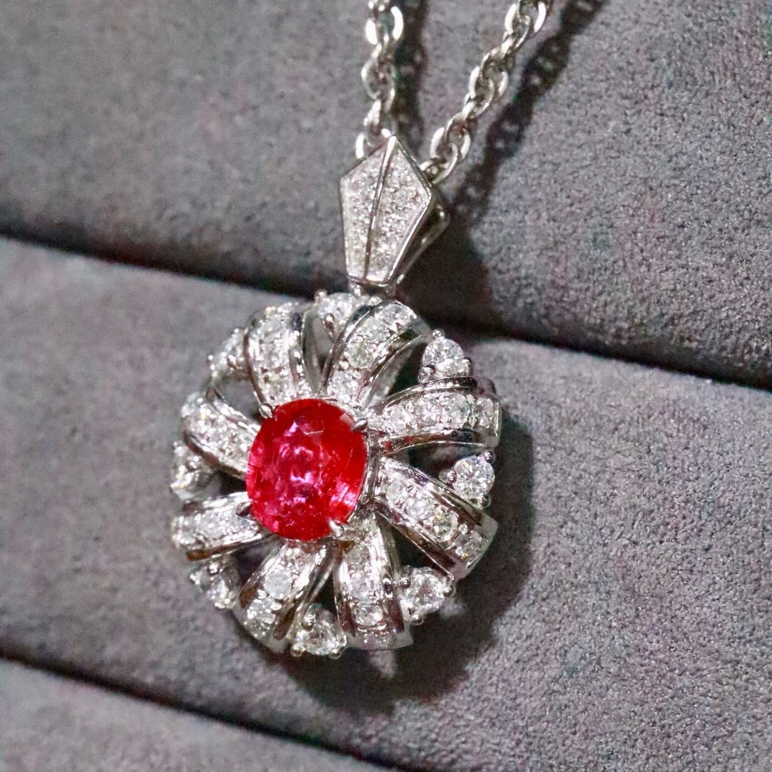 14k Gold 1.51 Ctw Natural Ruby & Diamond Pendant( Without Chain ) - 2
