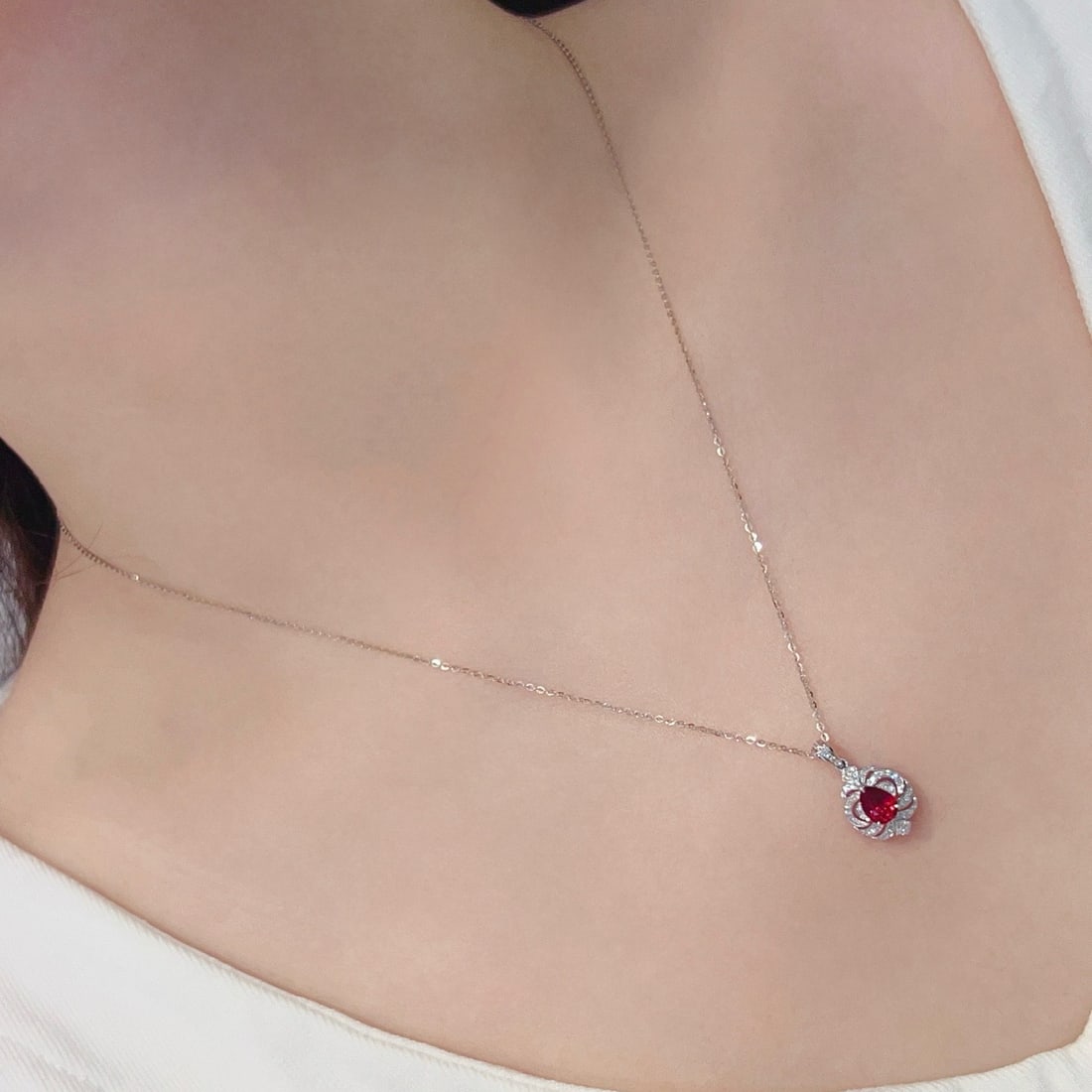 14k Gold 0.83 Ctw Natural Ruby & Diamond Pendant( Without Chain ): Ref:231166436 // gold content:14k gold // main gemstone:ruby // shape:pear // carat weight:0. 71ct // color:red // treatment:natural // // adjacent gemstone 2 : diamond // shape:round // carat