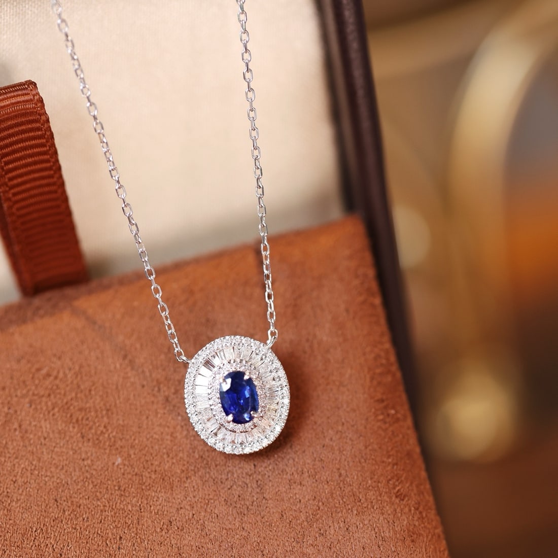 14k Gold 0.83 Ctw Natural Sapphire & Diamond Necklace - 3