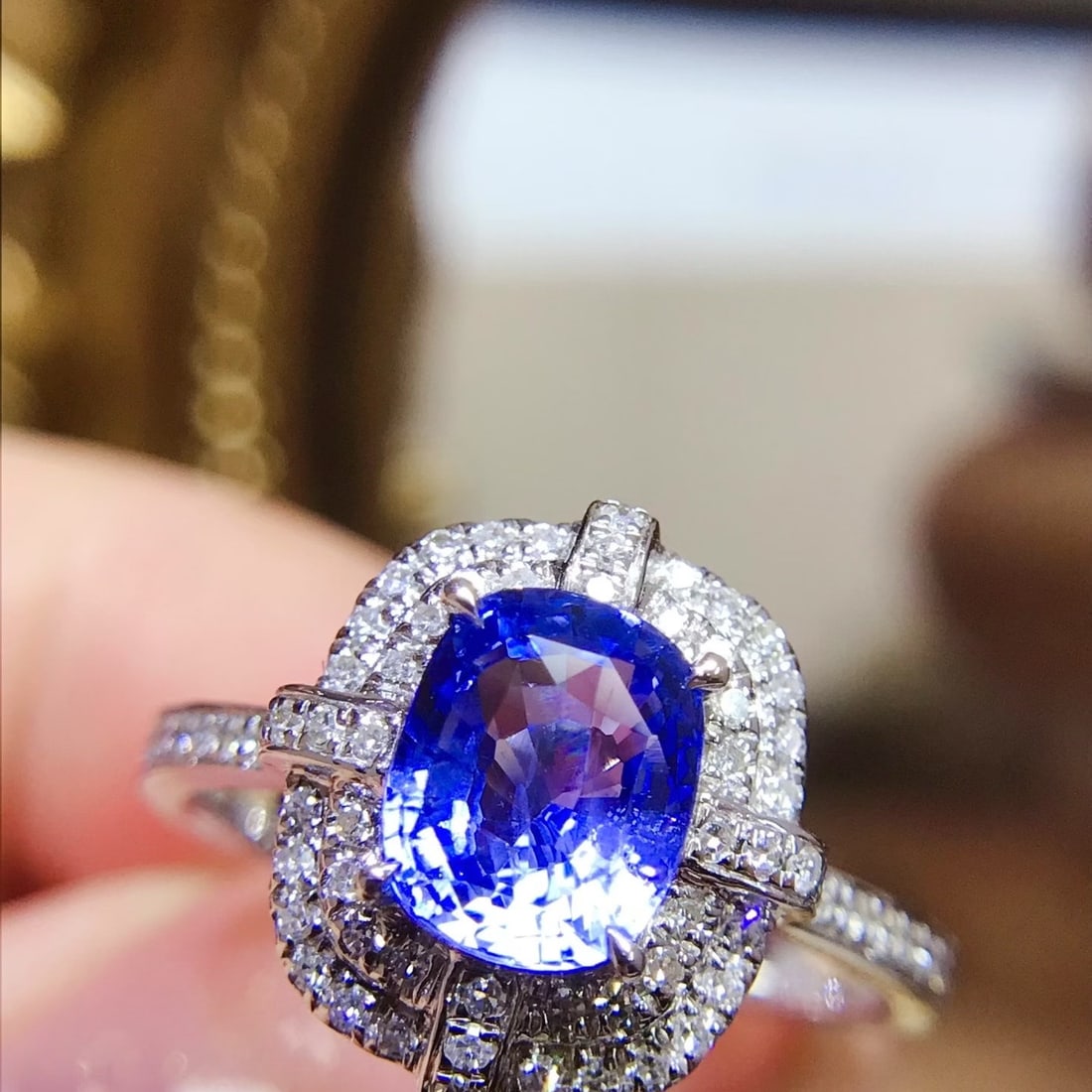 14k Gold 2.12 Ctw Natural Sapphire & Diamond Ring - 2